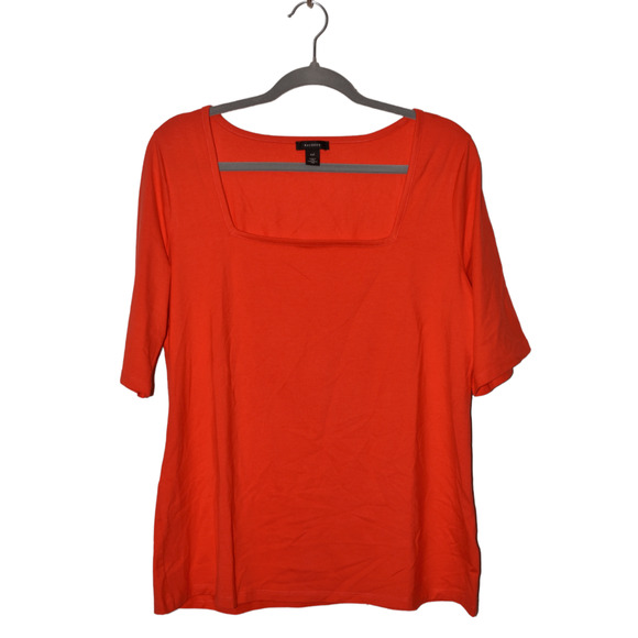 HALOGEN‎ NEW $49 Short Sleeve Square Neck Top in Poppy Red XXL - Picture 2 of 4